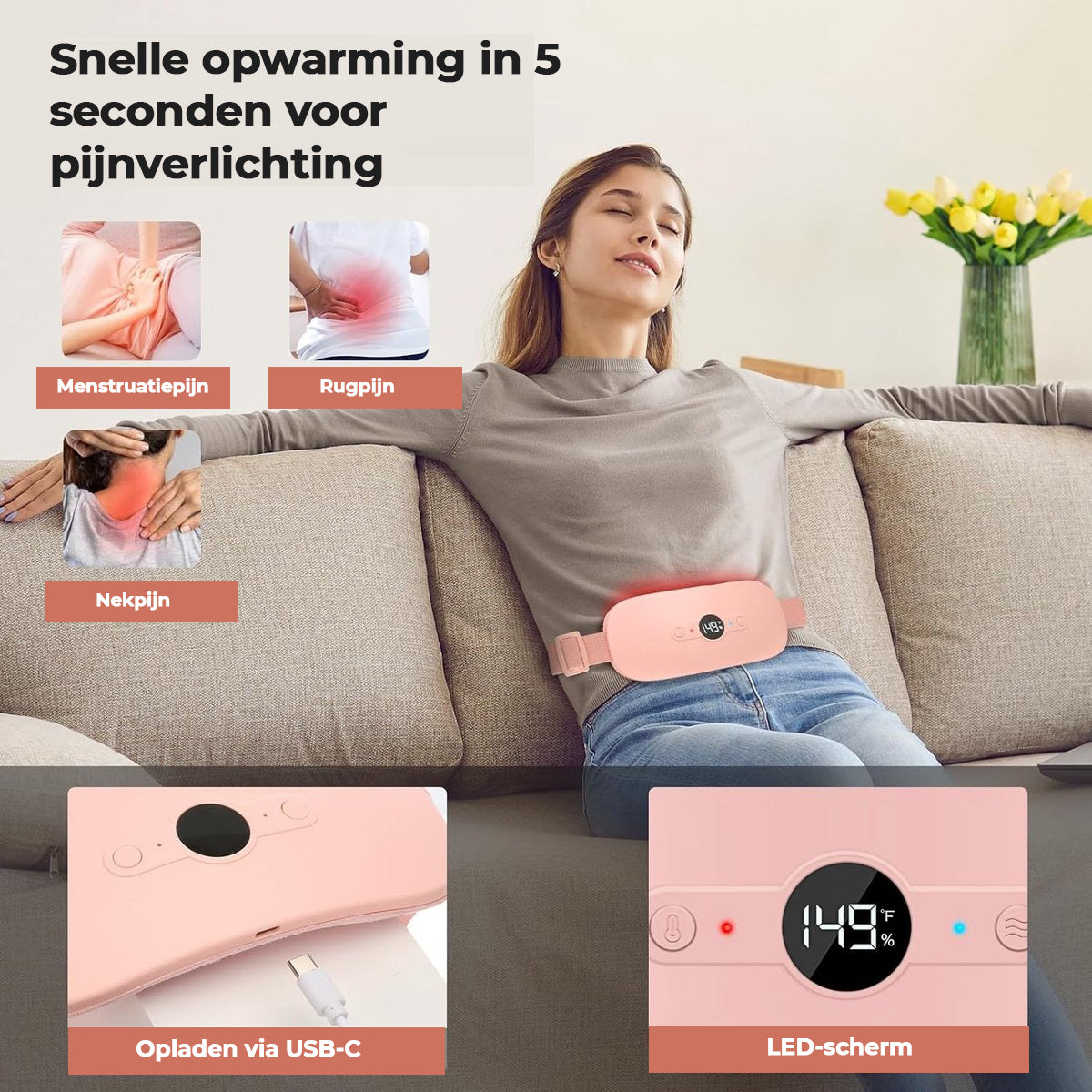 LunaRelief™ Draadloos Warmtekussen voor Menstruatiecomfort